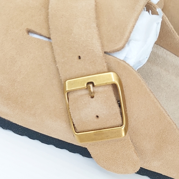 Quince Water Repellent Pecan Brown Suede Clogs with Buckle Women's Size 7 - Picture 11 of 15